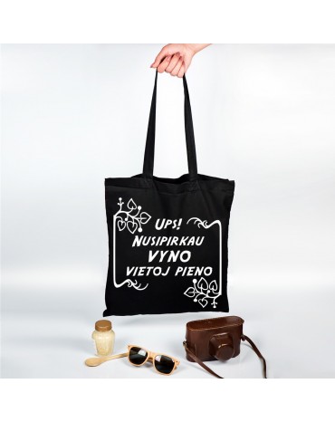 Organinis krepšelis "Ups! Nusipirkau vyno vietoj pieno"