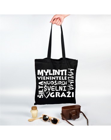 Organinis krepšelis mamai / močiutei "mylinti, šilta, graži..."