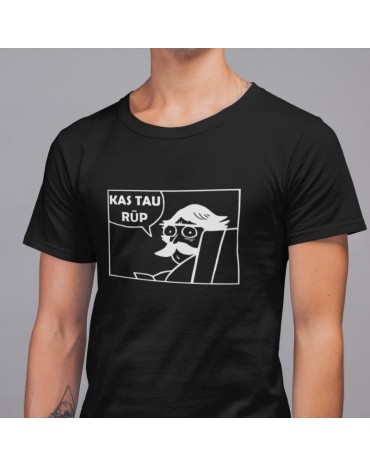 Marškinėliai su užrašu "Kas...