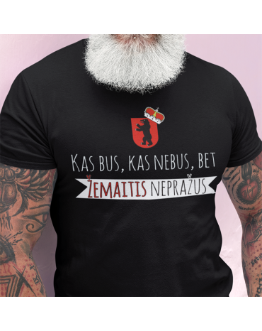 Marškinėliai su užrašu "Kas...